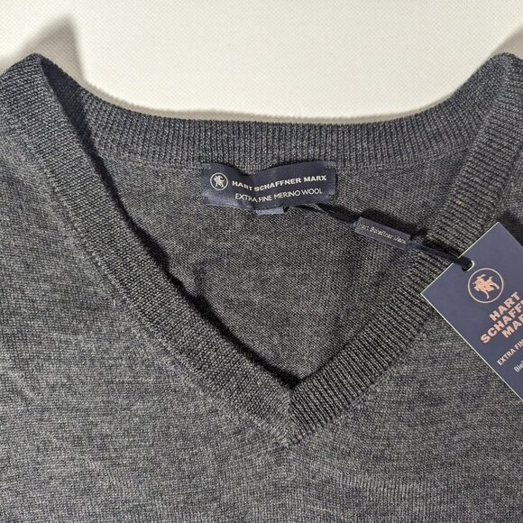 NEW-Big&Tall Mens Hart Schaffner Marx Sweater Vest Fine Merino Wool Gray MSRP$90 - Picture 6 of 7